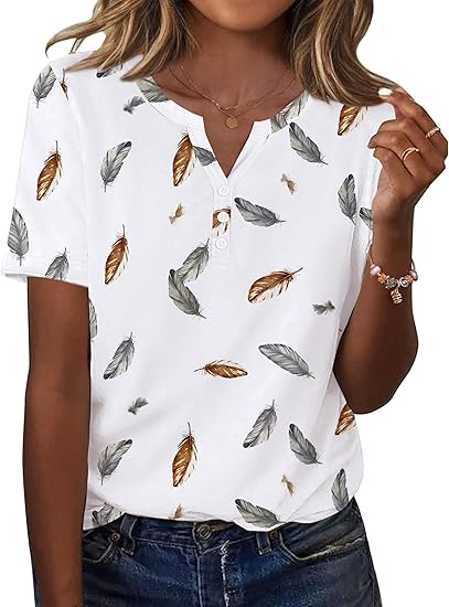 Womens Summer Tops Casual Short Sleeve V Neck Shirts Business Dressy Work Blouses